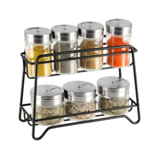 Set 7 Especieros vidrio con Rack 2 niveles  Casaideas